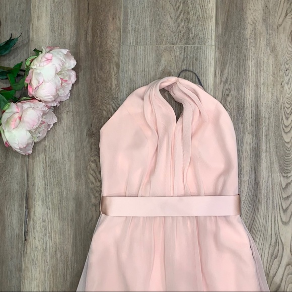 ✅ CLEARANCE White by Vera Wang Blush Halter Bridesmaids Dress - Picture 4 of 10